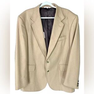 Pendleton Wool Blazer Jacket Size 44 Long Sportcoat Khaki Tan Gold 2 Button EUC